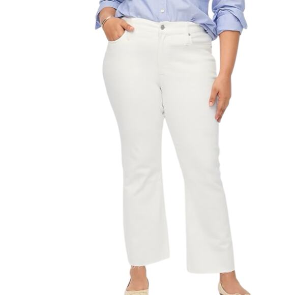 NWD J. Crew Flare Crop Mid Rise White Jeans Stretch Denim Women’s Size 31 Tall - Picture 1 of 9